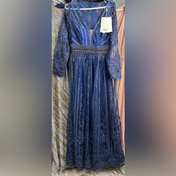 Mac Duggal 66591 Long Sleeve Floral Illusion Beaded Gown - Picture 5 of 6